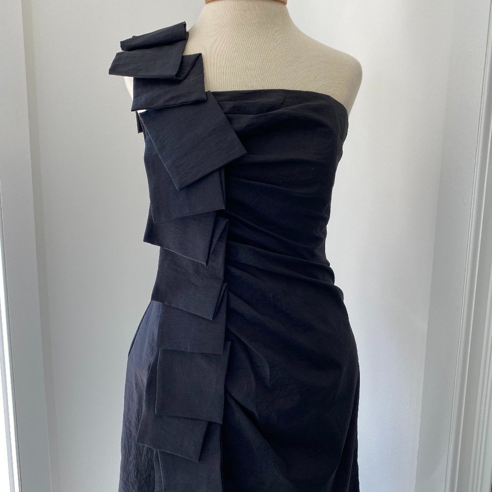 One shoulder black Jessica McCintock cocktail dress - knee length